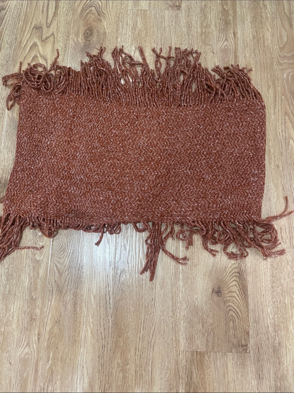 bp Rust Fringe Knit Scarf